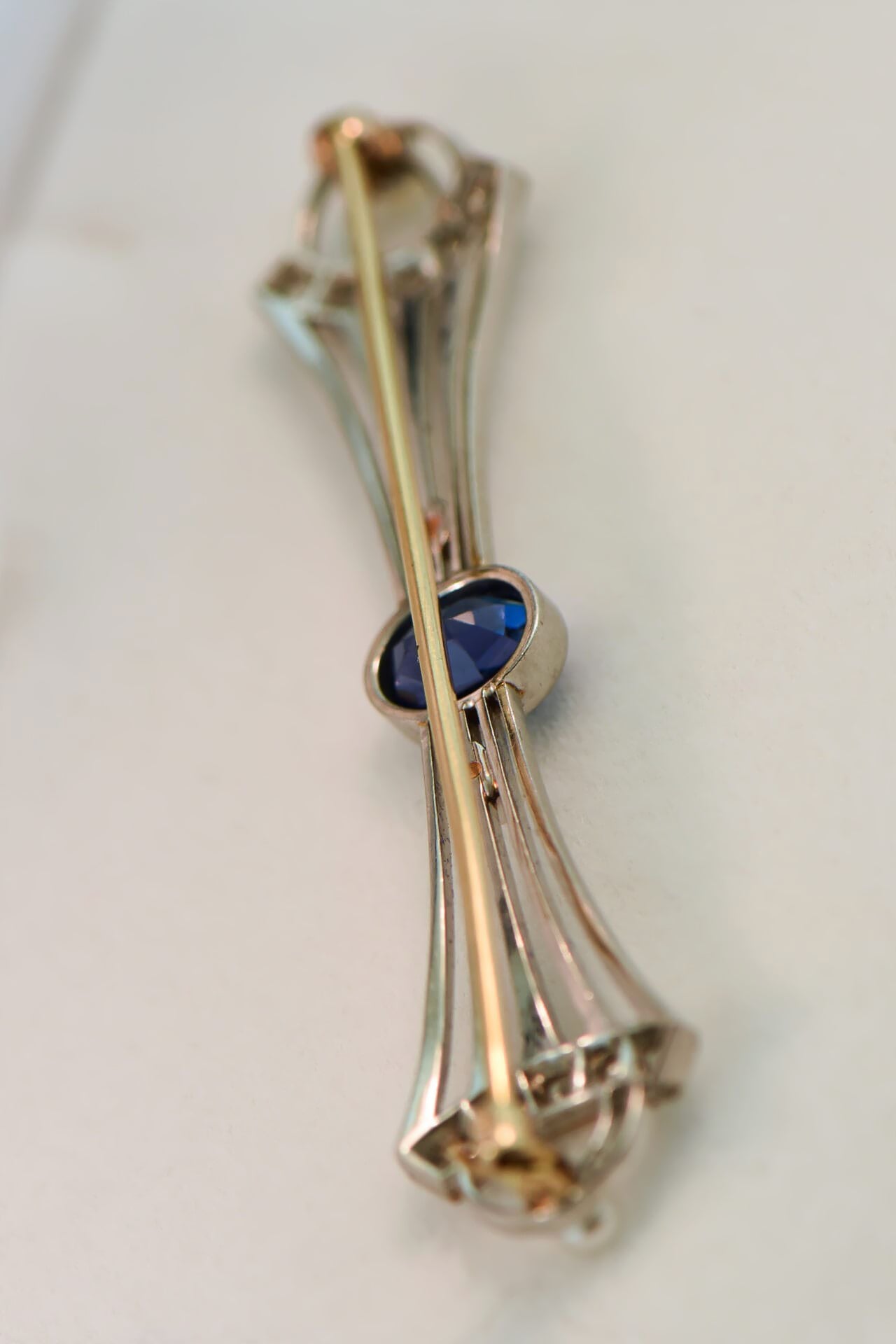 Antique Bow Brooch With Sapphire Diamonds & Pearls