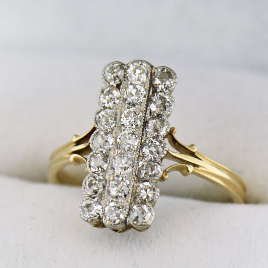Edwardian Rectangular Diamond Cluster Ring in 18K Gold