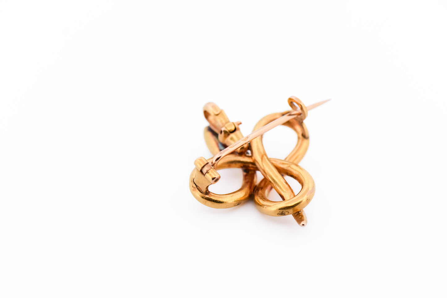 Antique French 18k Love Knot Snake Pin/Pendant with Sapphire & Diamonds