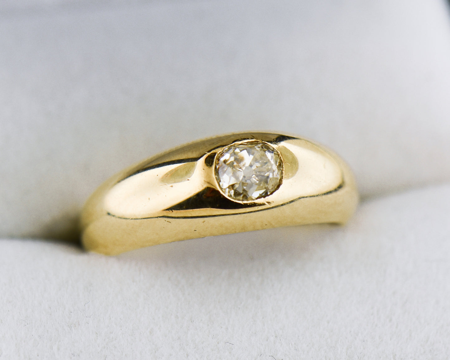 Old Mine Cut Diamond Flush-Set Band or "Gypsy Ring"