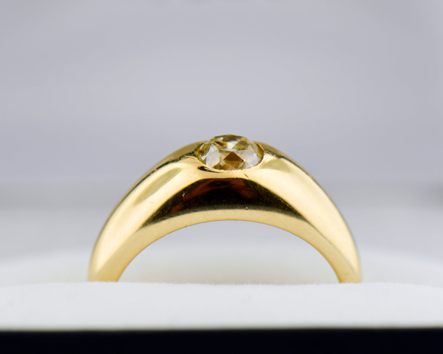 Old Mine Cut Diamond Flush-Set Band or "Gypsy Ring"