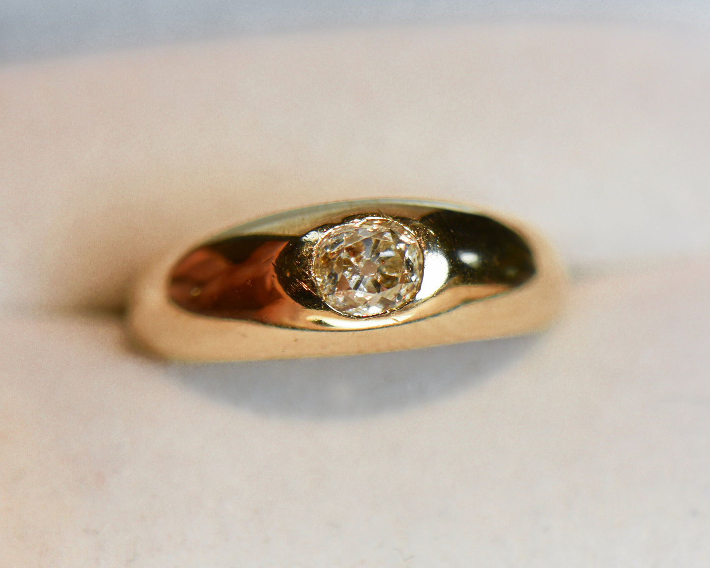 Old Mine Cut Diamond Flush-Set Band or "Gypsy Ring"