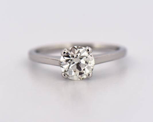 Antique Kohn Platinum & Diamond Solitaire Engagement Ring - Old European Cut