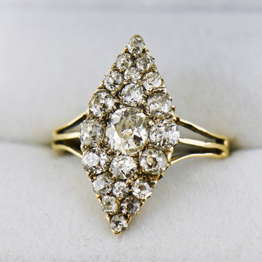 Victorian Gold & Diamond Navette Ring- a Showstopper!