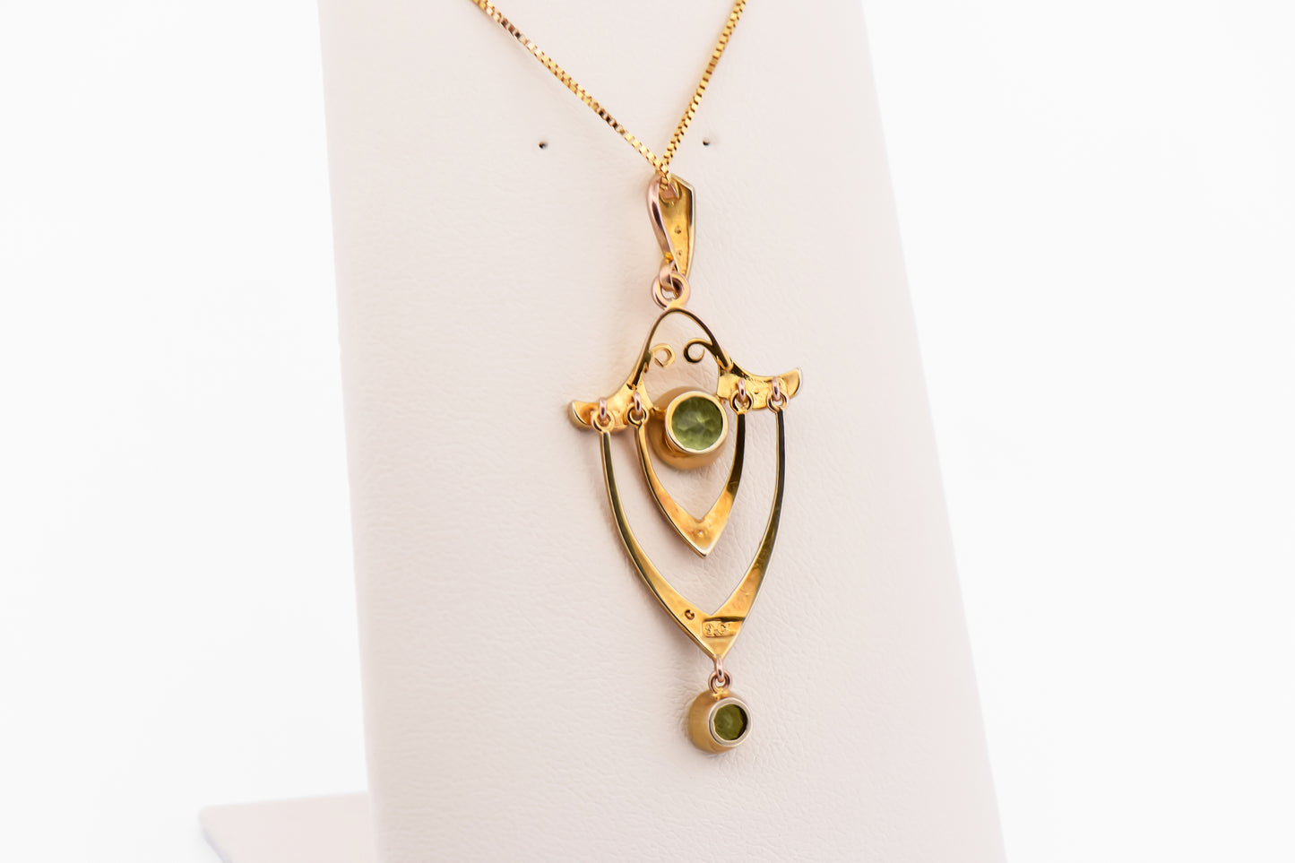 Antique Peridot & Seed Pearl Lavalier Pendant