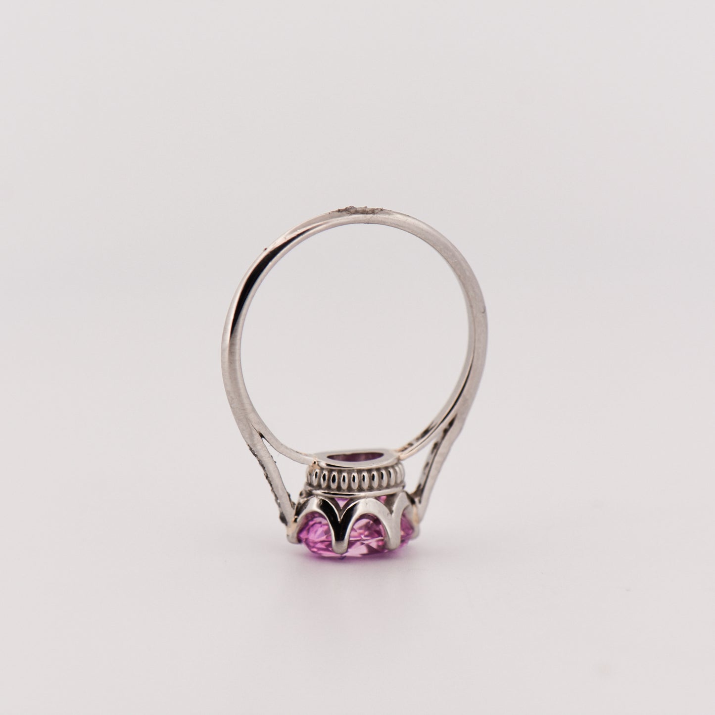 Antique Engagement Ring with East-West Oval Pink Sapphire