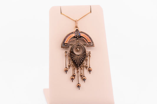 Antique Victorian Steampunk Necklace or Brooch in Patinated Gold