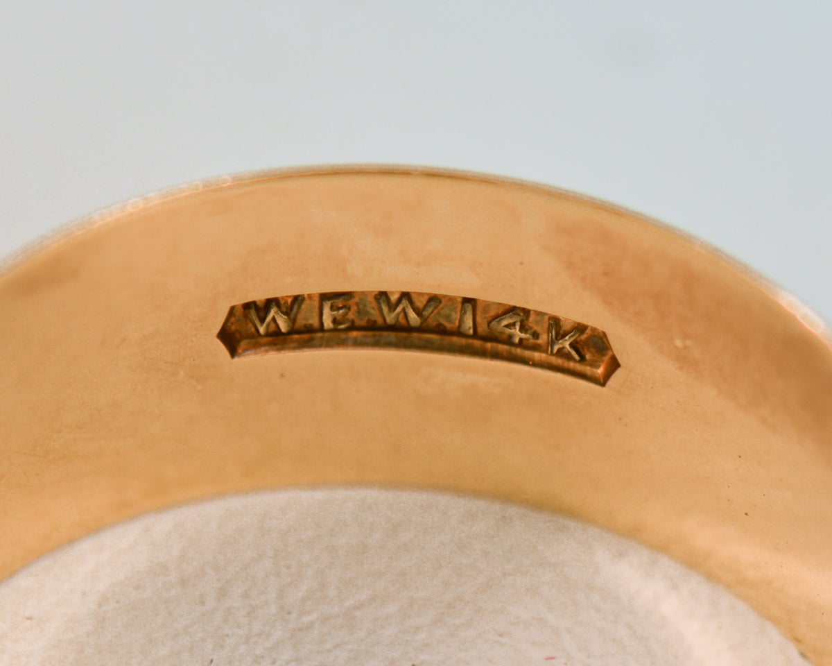 Antique 14k Yellow Gold Wedding Band with Original Hand Engraving
