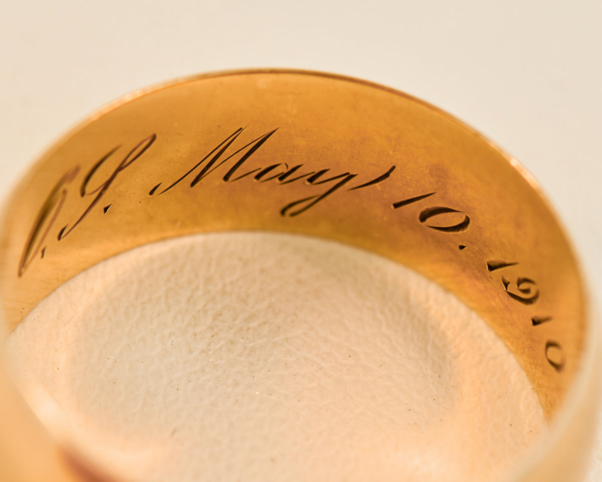 Antique 14k Yellow Gold Wedding Band with Original Hand Engraving