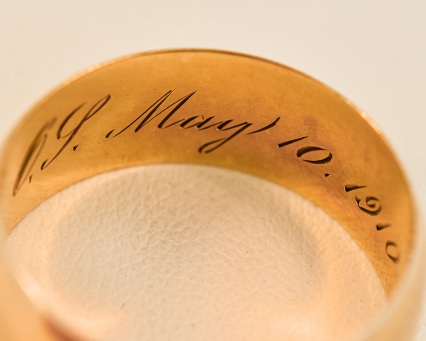 Antique 14k Yellow Gold Wedding Band with Original Hand Engraving