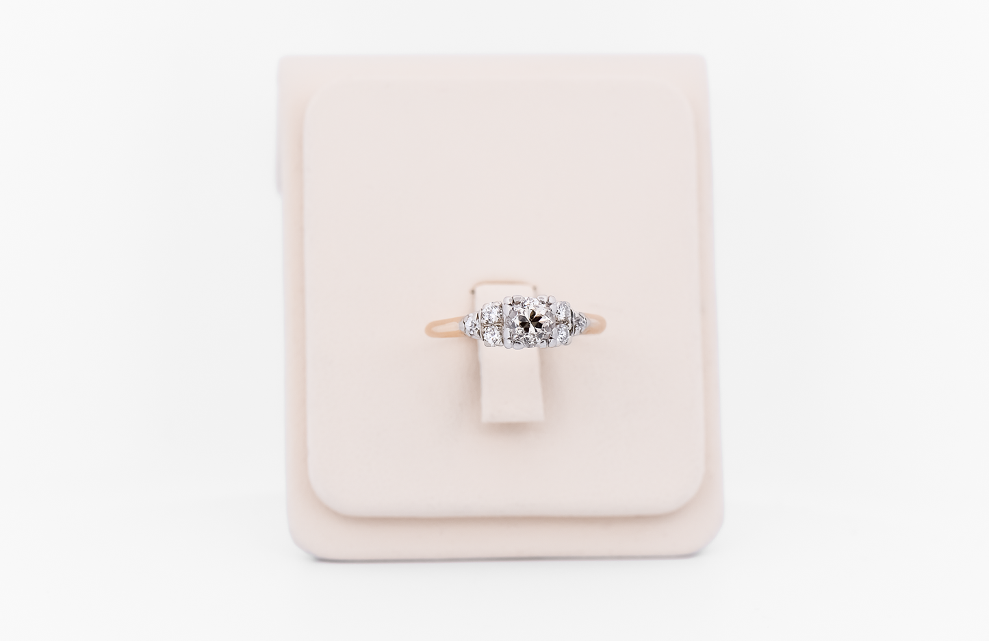 Antique Yellow Gold Engagement Ring with Old Mine Cut Diamond