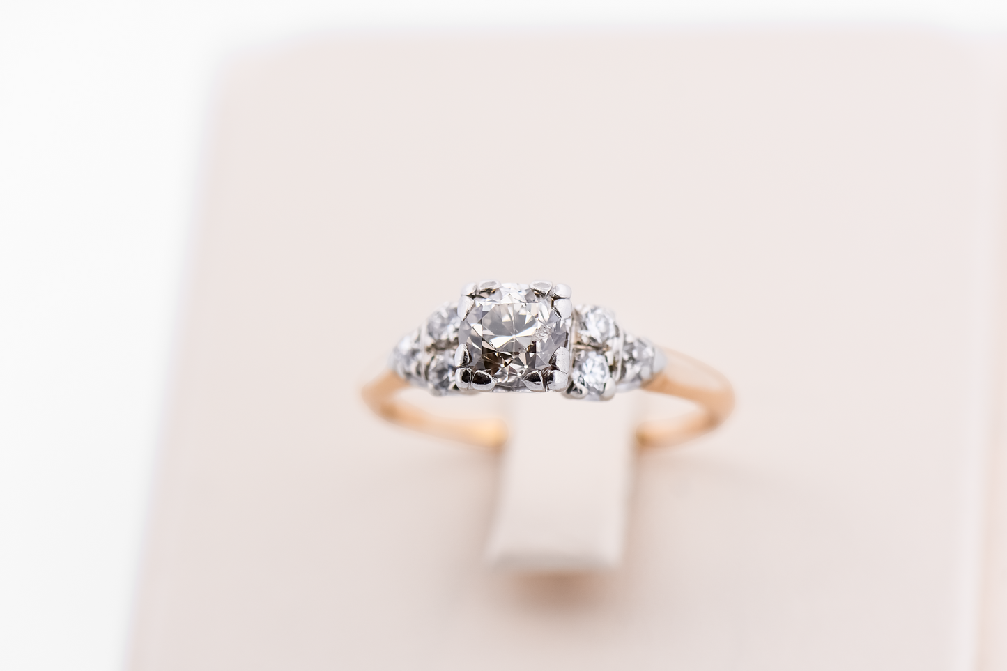 Antique Yellow Gold Engagement Ring with Old Mine Cut Diamond