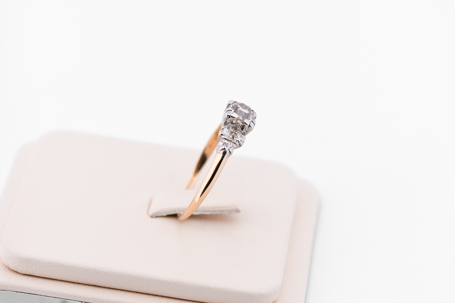 Antique Yellow Gold Engagement Ring with Old Mine Cut Diamond