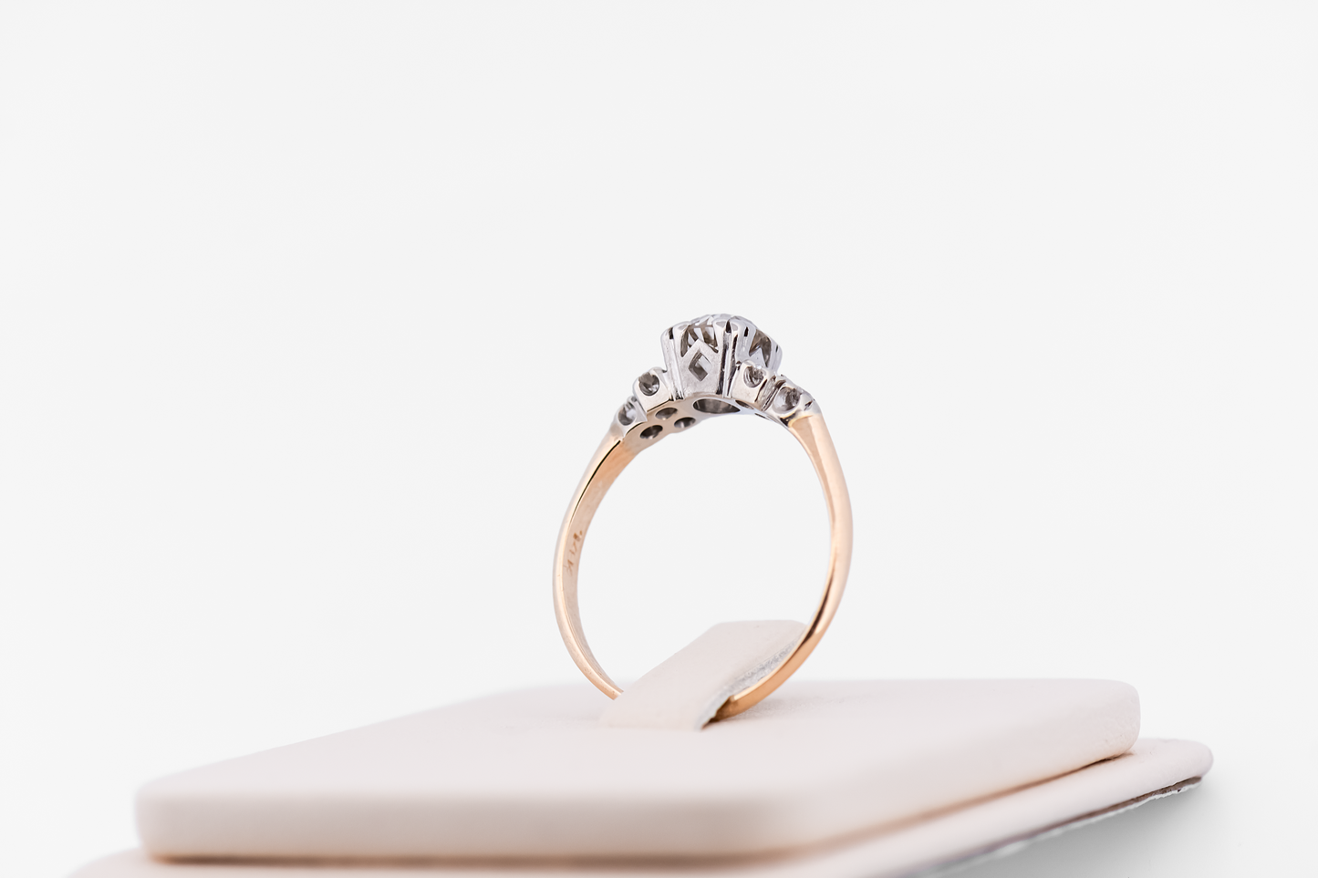 Antique Yellow Gold Engagement Ring with Old Mine Cut Diamond