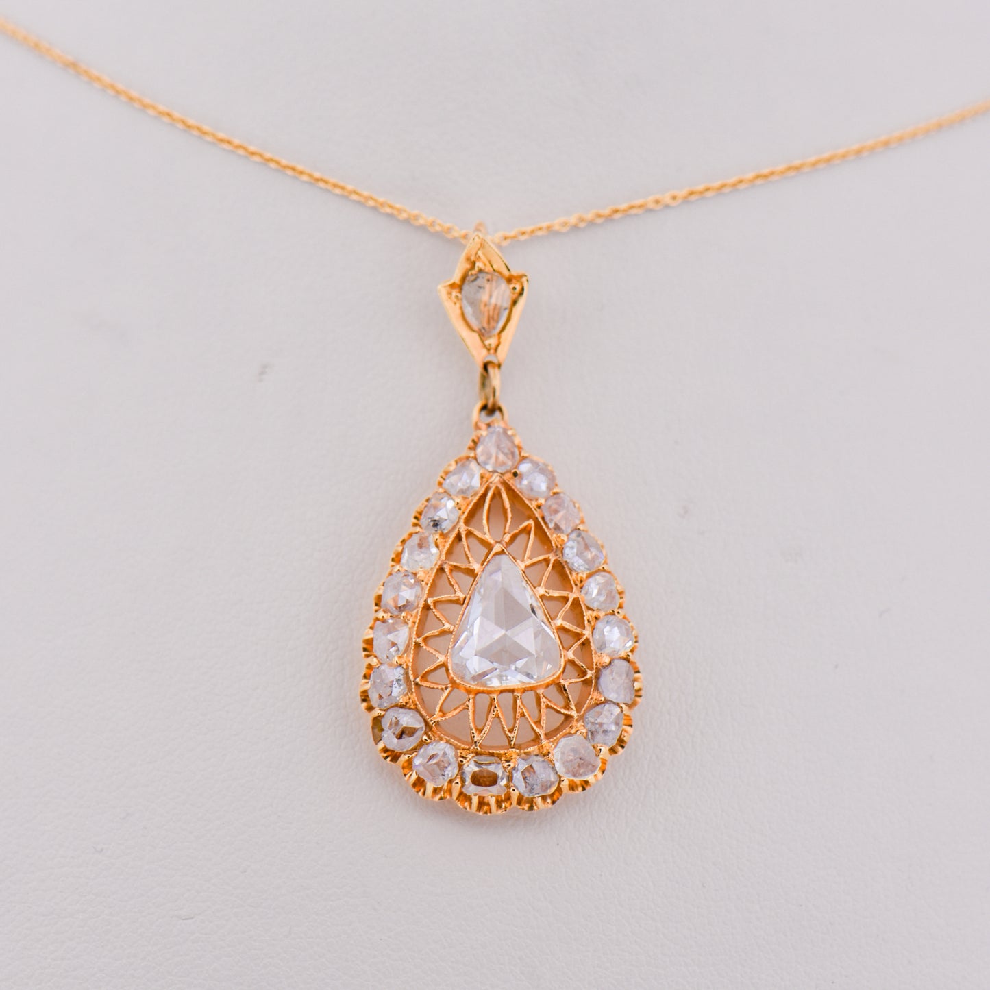 Large Victorian Diamond Pendant with Rose Cut Diamonds