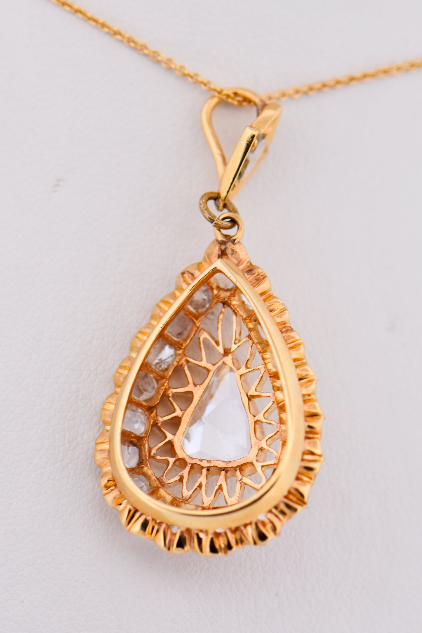 Large Victorian Diamond Pendant with Rose Cut Diamonds