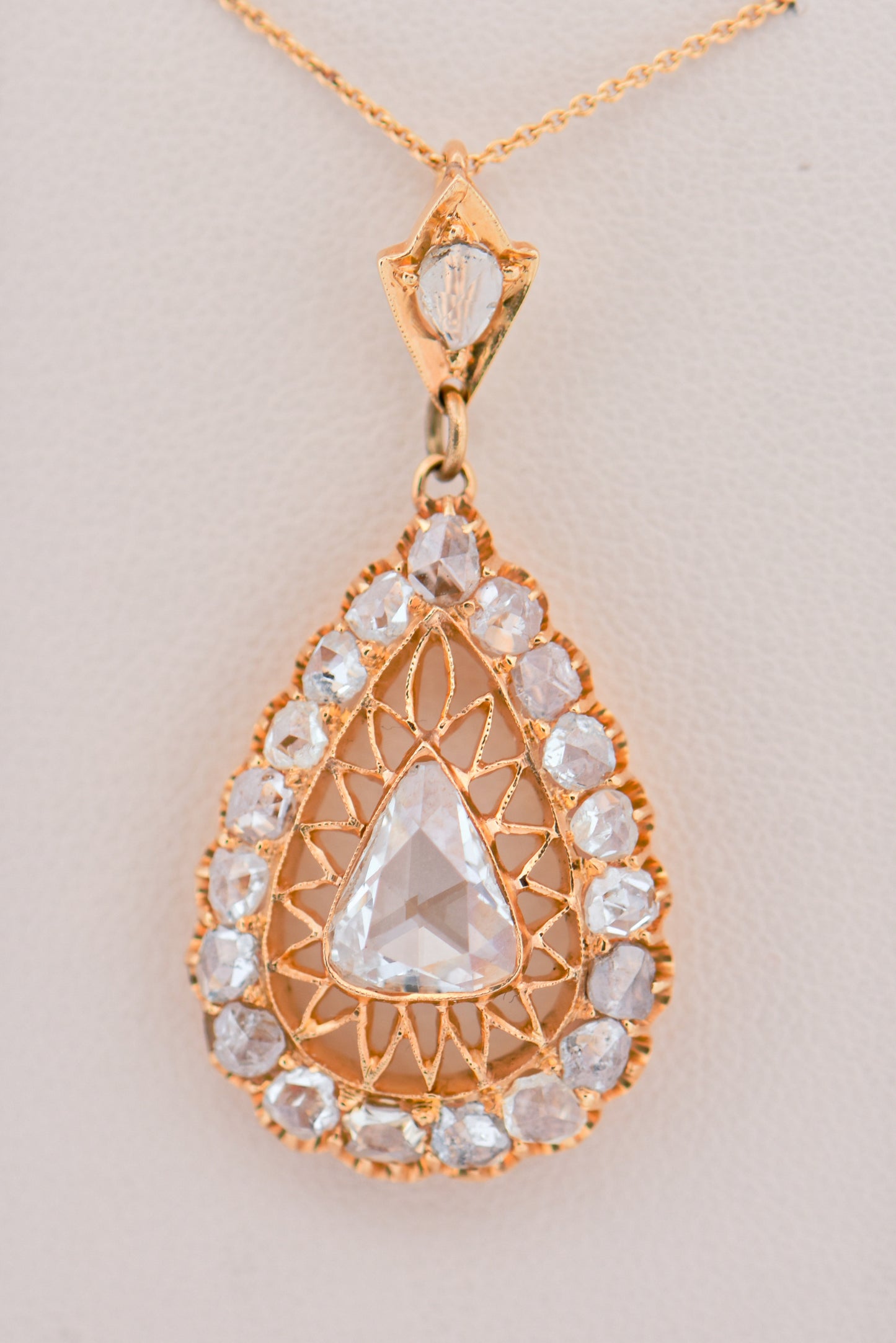 Large Victorian Diamond Pendant with Rose Cut Diamonds