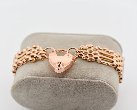 Antique British Heart Lock Bracelet