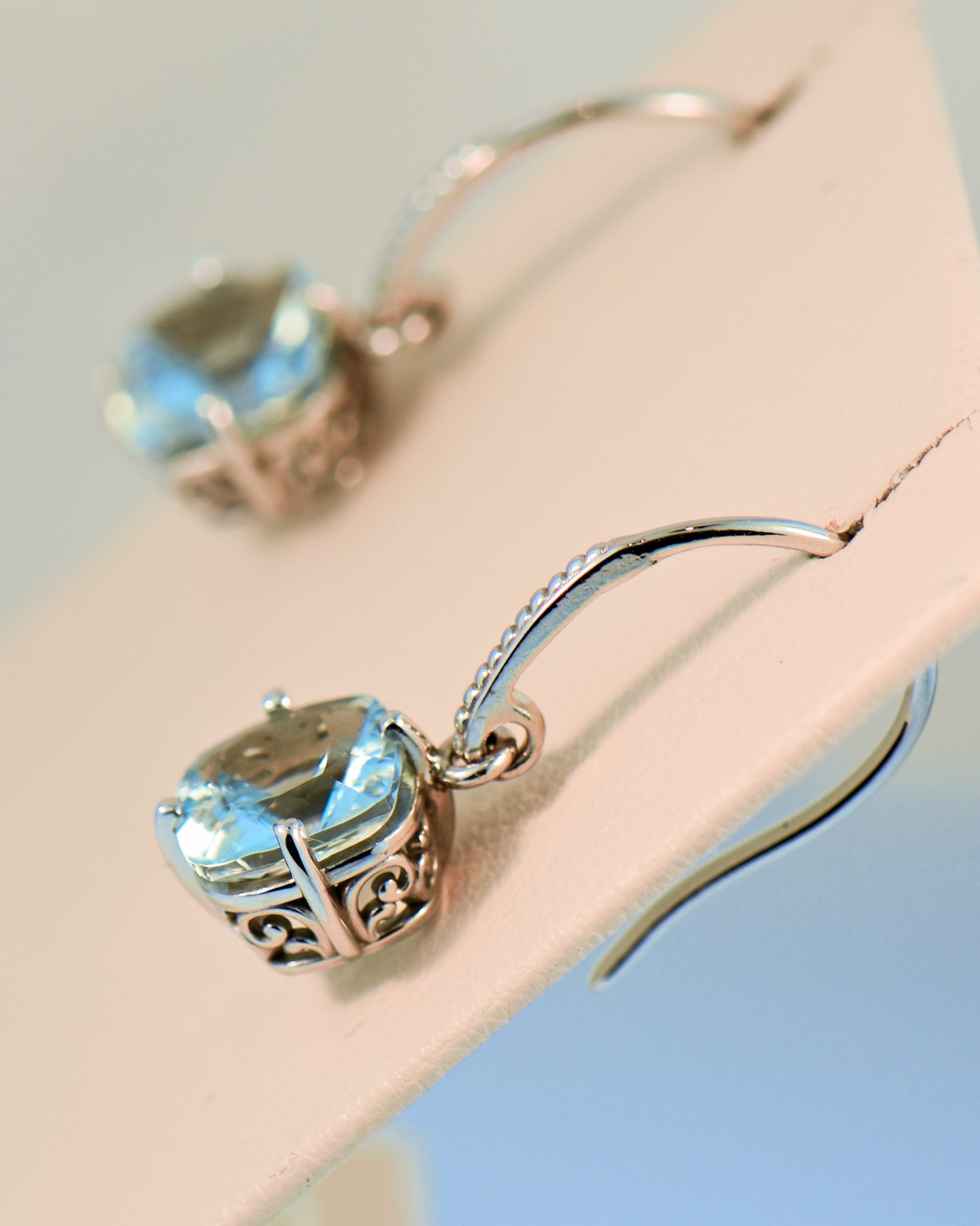 Gemstone Dangle Earrings with Natural Baby Blue Aquamarines