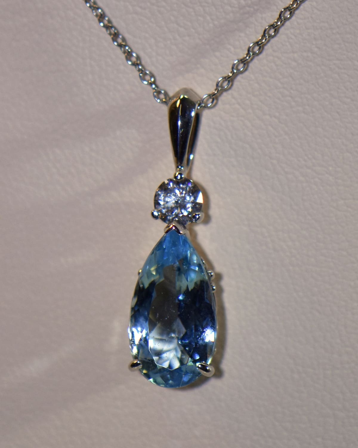 Classic Top Grade Aquamarine & Diamond Pendant