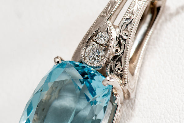 Stunning Cushion Cut Aquamarine Pendant