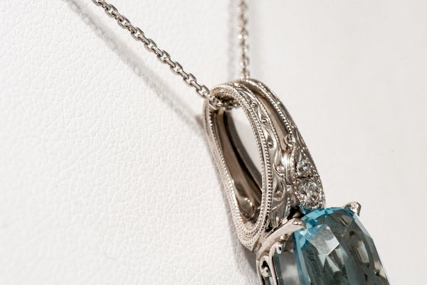 Stunning Cushion Cut Aquamarine Pendant