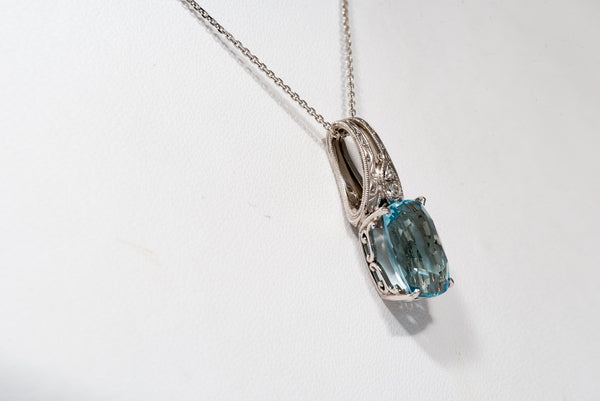 Stunning Cushion Cut Aquamarine Pendant