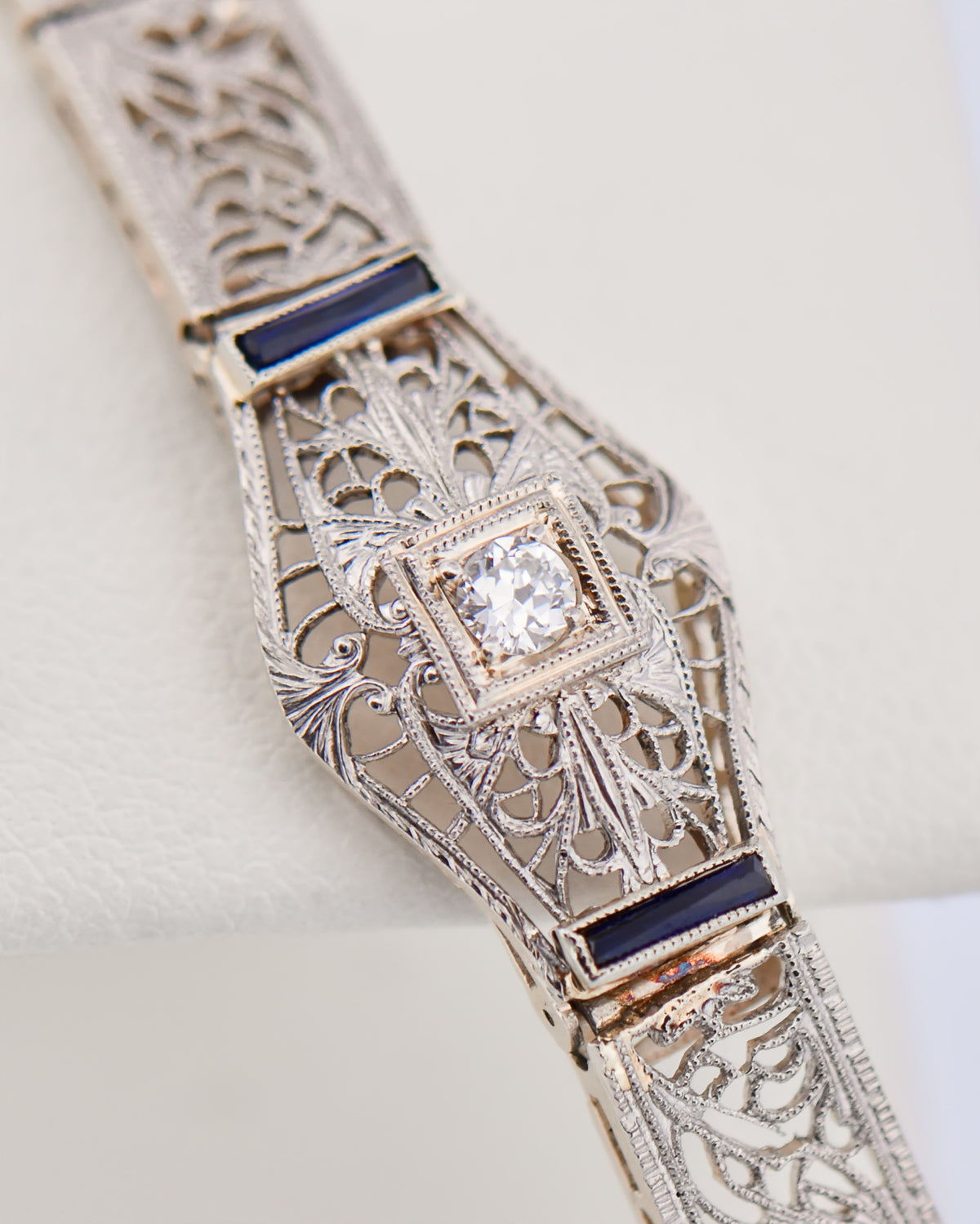 Art Deco Filigree Bracelet with Sapphires & Diamond