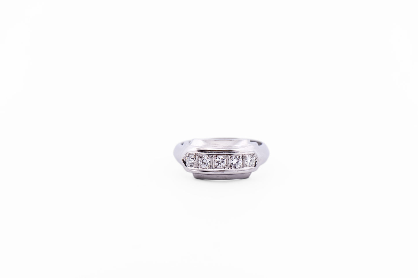Art Deco Platinum & Diamond Wedding Band by Bailey, Banks & Biddle
