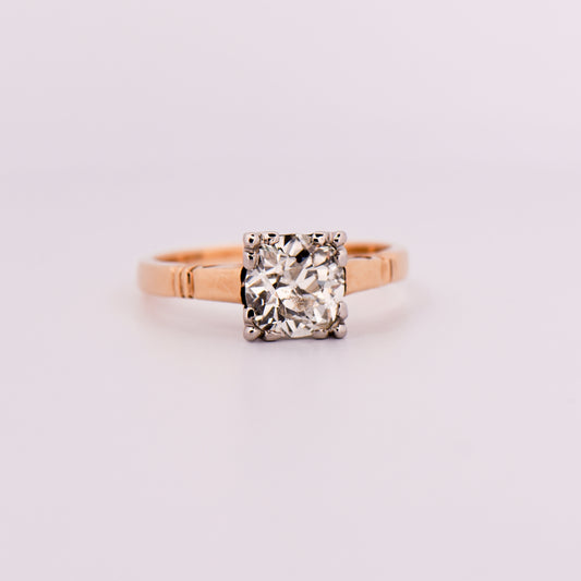 Art Deco Solitaire Ring with Large Old European Cut Diamond