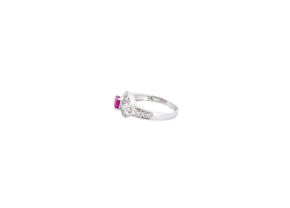 Art Deco Style Engagement Ring with Ruby & Diamonds