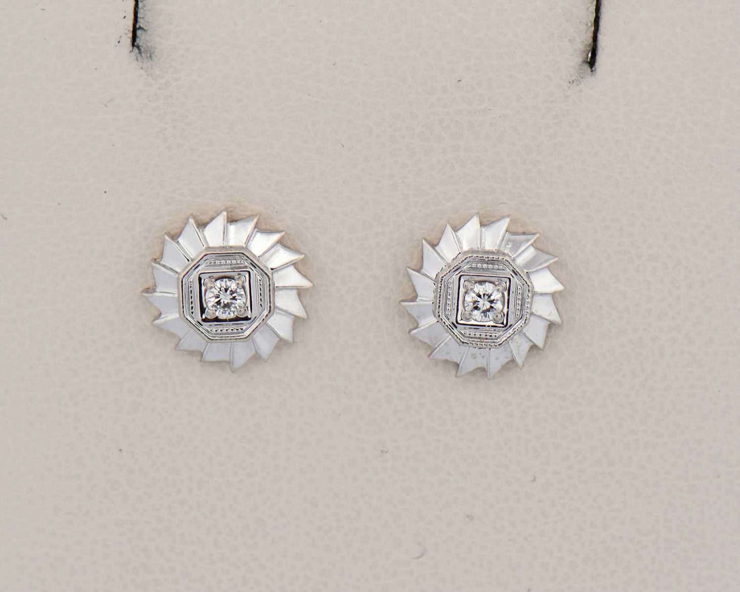 Art Deco White Gold & Diamond Sunburst Earrings