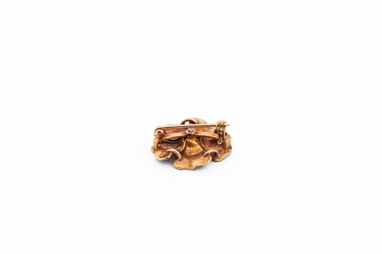 Art Nouveau Dogwood Blossom Brooch in Gold, Enamel & Diamond