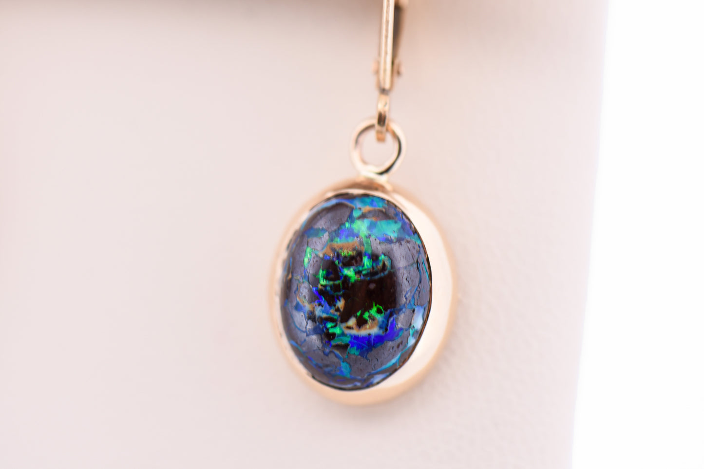 Australian Boulder Opal Dangle Earrings with Leverbacks