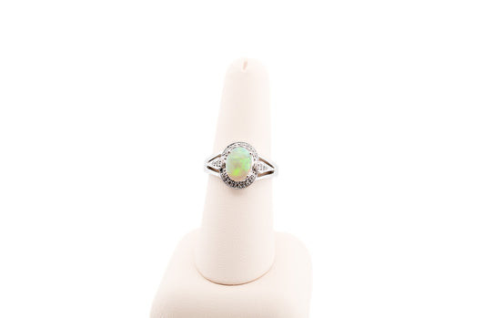 Australian Crystal Opal & Diamond Ring in White Gold