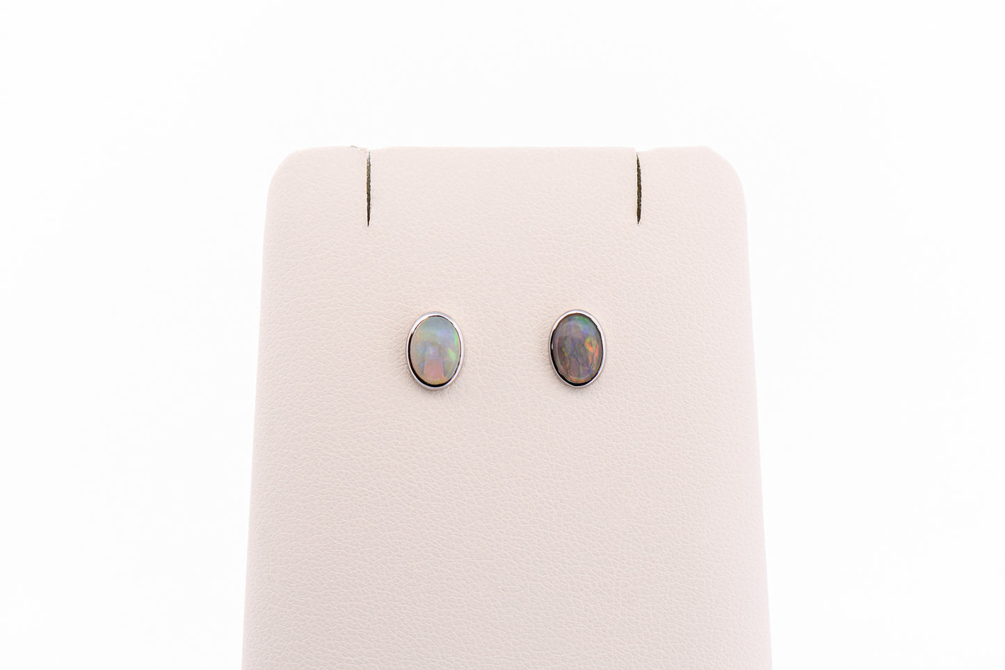Australian Crystal Opal Earrings - Low Profile Bezel Studs