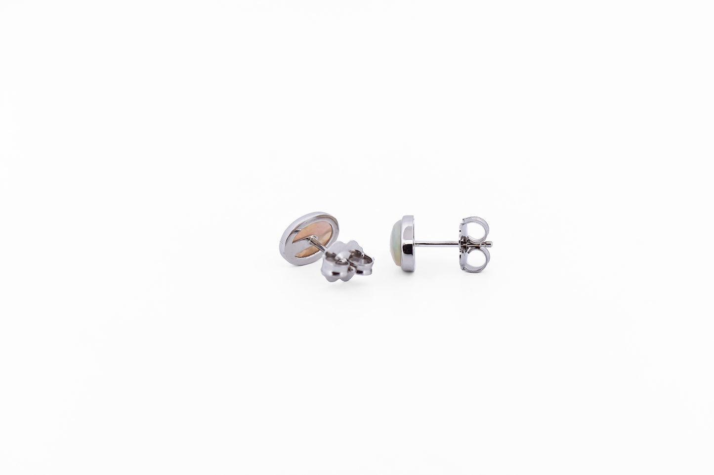 Australian Crystal Opal Earrings - Low Profile Bezel Studs