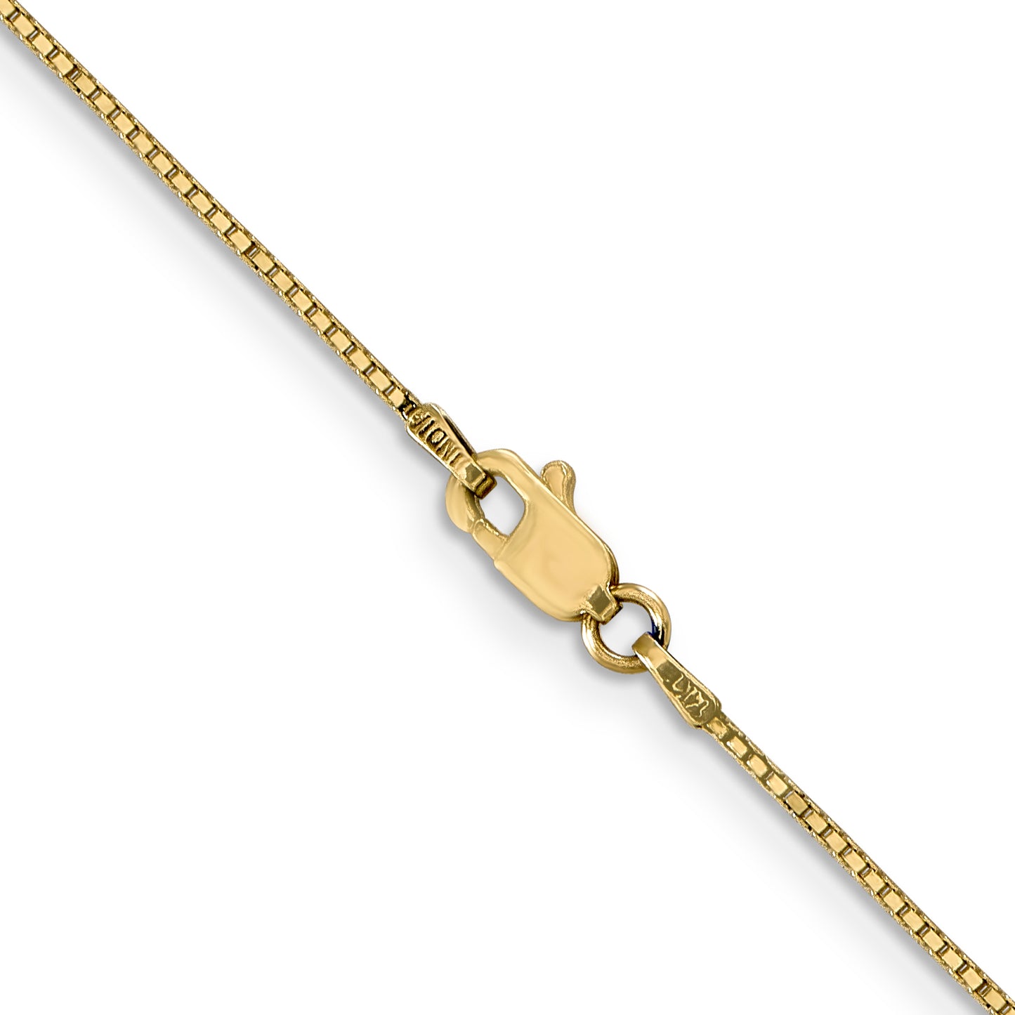14K Yellow Gold 18 inch .9mm Box with Lobster Clasp Chain