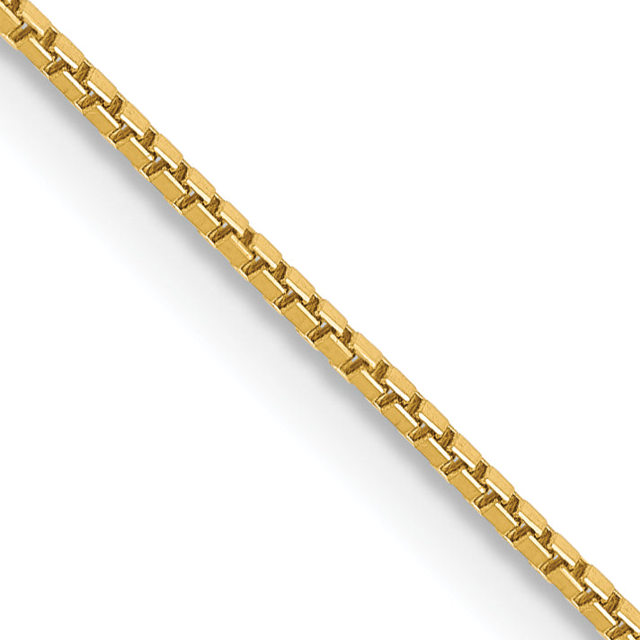 14K Yellow Gold 18 inch .9mm Box with Lobster Clasp Chain