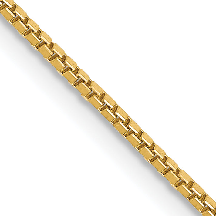 14K Yellow Gold 18 inch 1mm Box with Lobster Clasp Chain