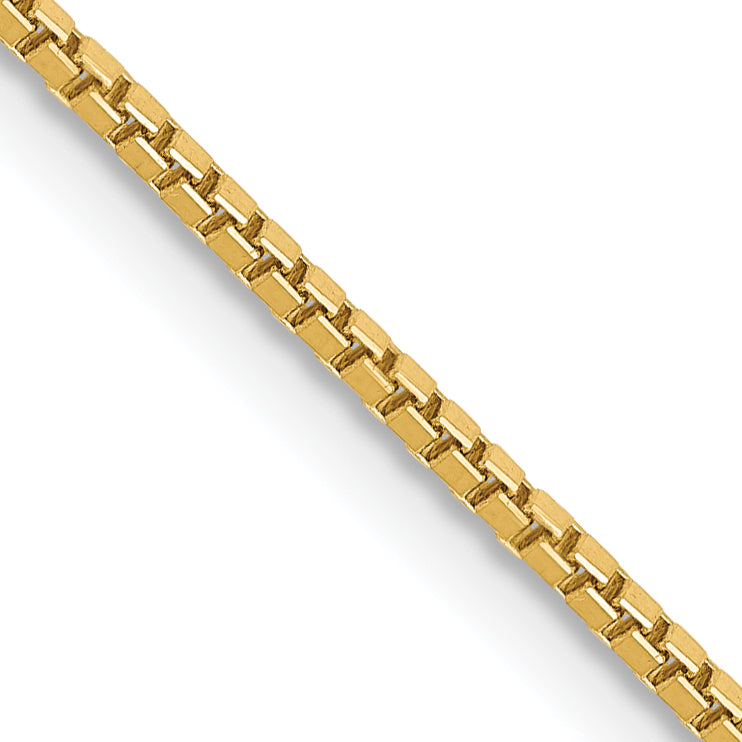 14K Yellow Gold 18 inch 1.1mm Box with Lobster Clasp Chain