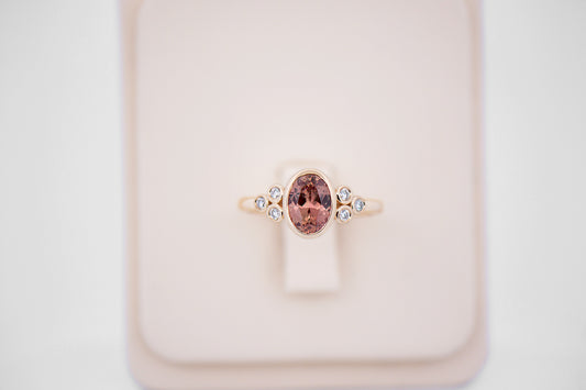 Bezel-Set Color-Changing Padparadscha Sapphire & Diamond Engagement Ring