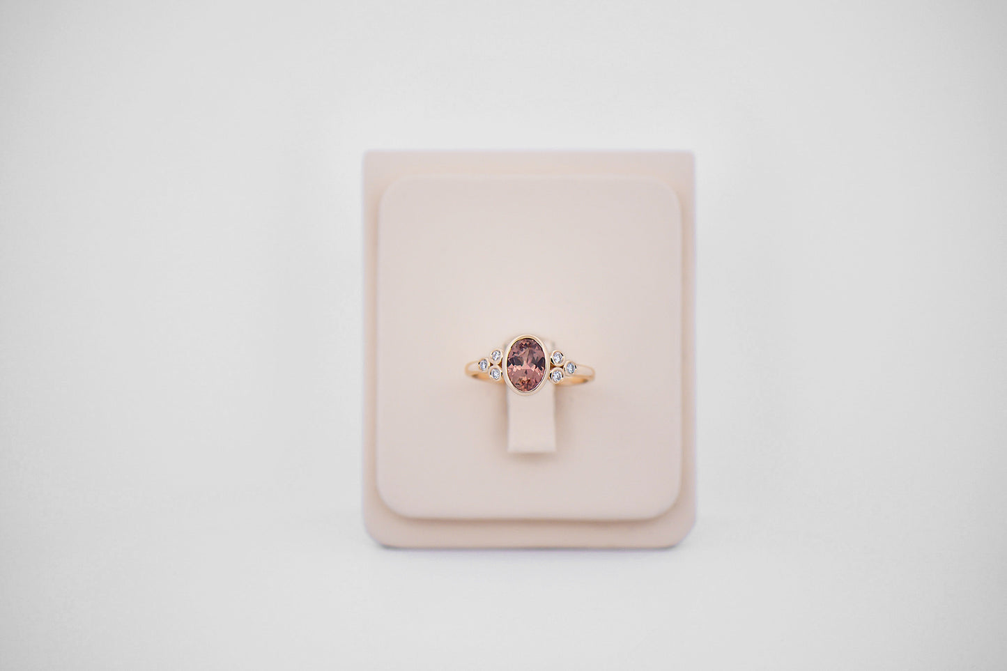 Bezel-Set Color-Changing Padparadscha Sapphire & Diamond Engagement Ring