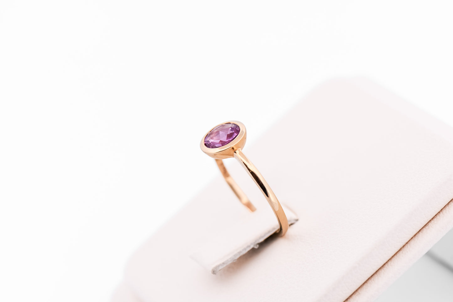 Bezel-Set Rose-Cut Pink Sapphire Solitaire Engagement Ring in Yellow Gold