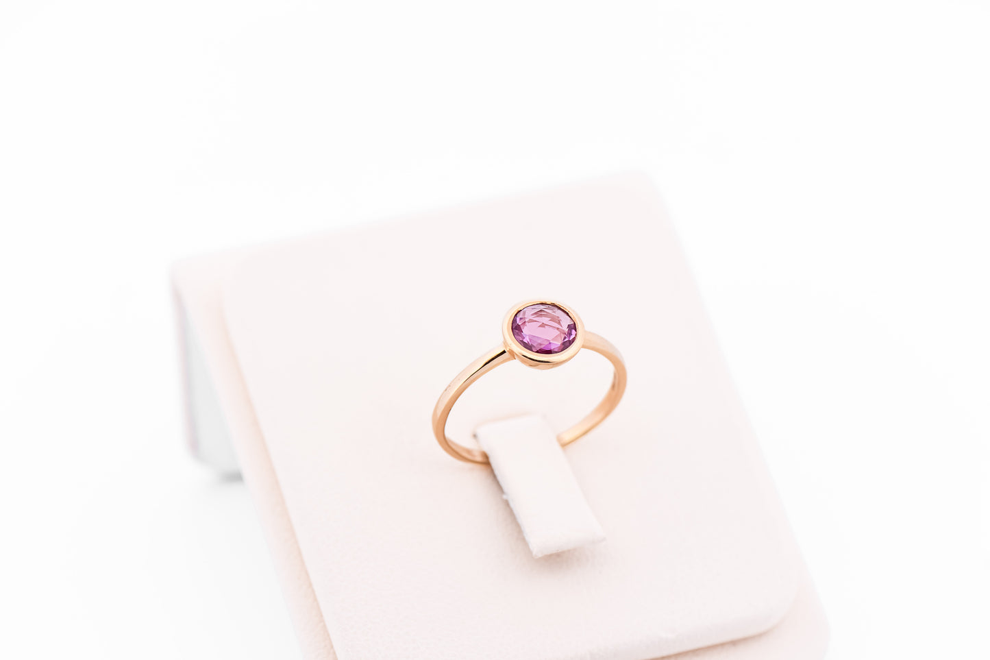 Bezel-Set Rose-Cut Pink Sapphire Solitaire Engagement Ring in Yellow Gold
