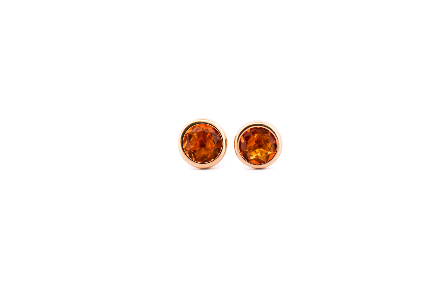 Bezel-Set Round Citrine Stud Earrings in 14k Yellow Gold