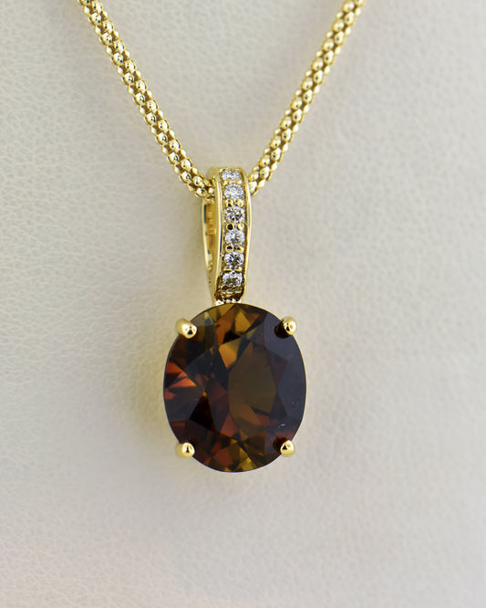 Bicolor Golden Brown Dravite Tourmaline Pendant