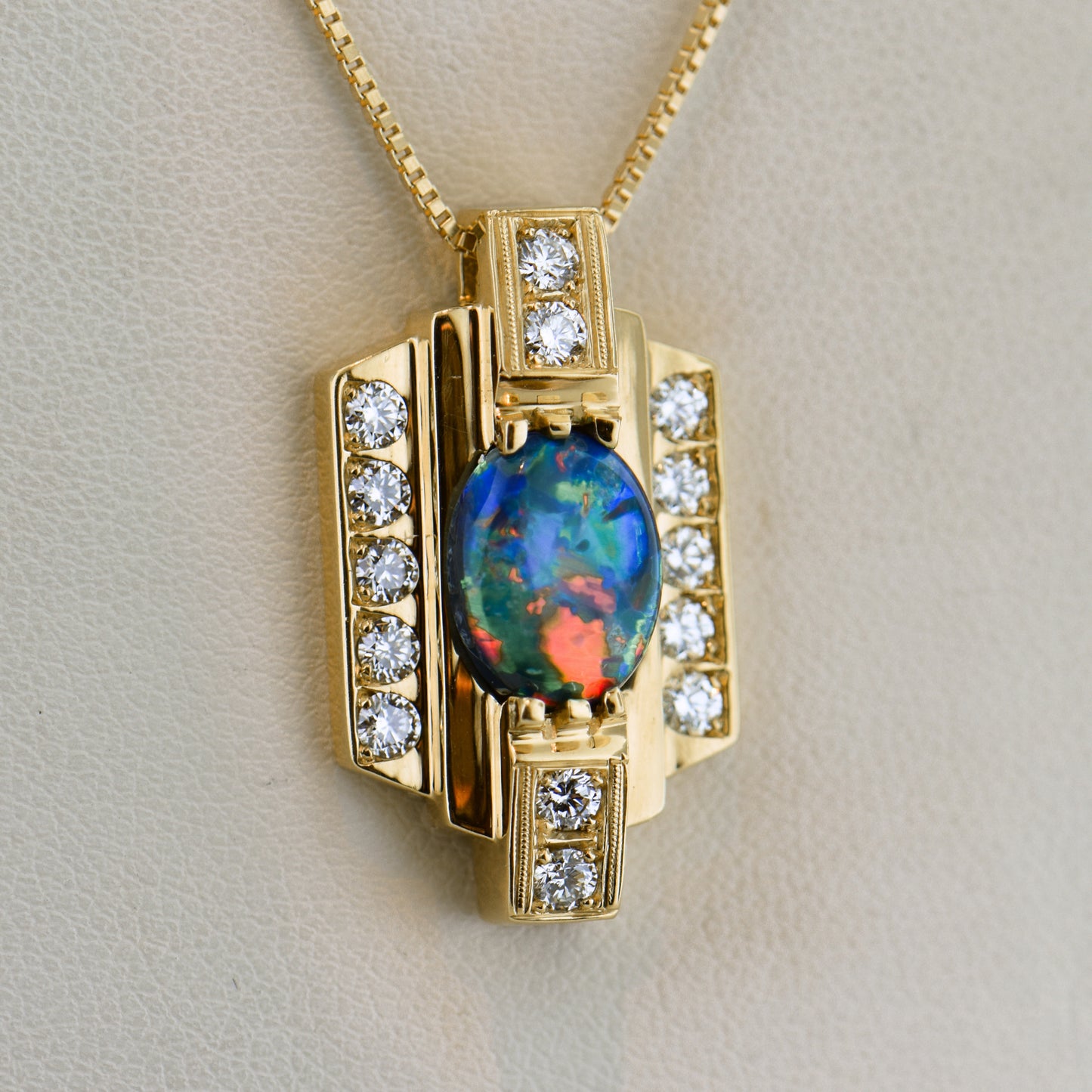 Top Quality Black Opal & Diamond Pendant- Lightning Ridge GEM