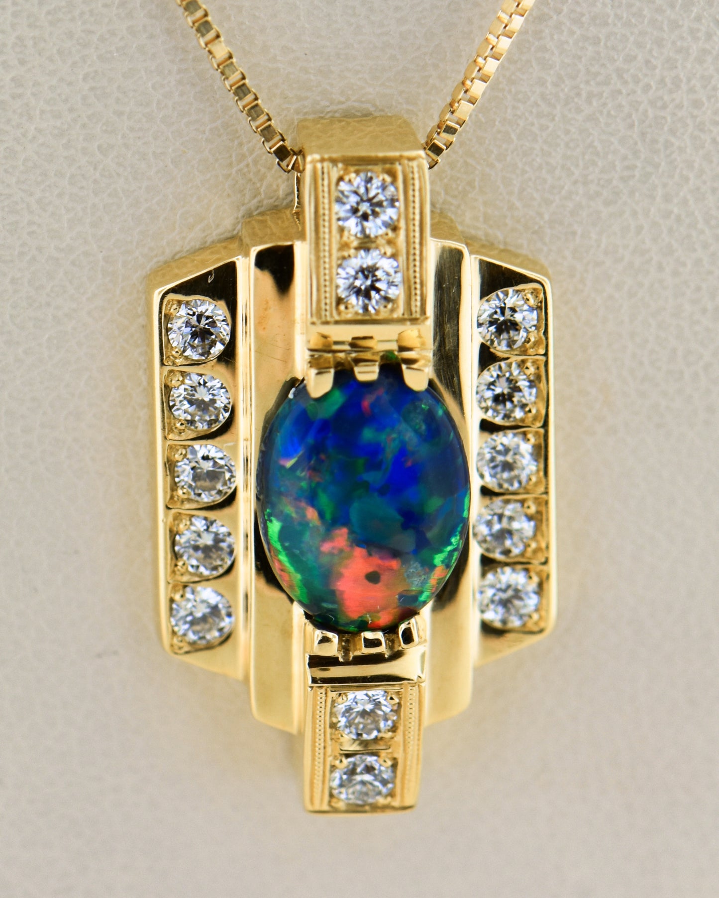 Top Quality Black Opal & Diamond Pendant- Lightning Ridge GEM