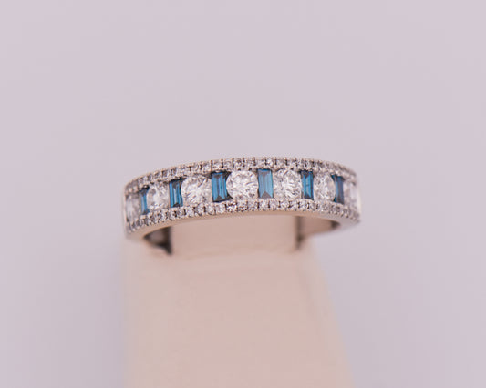 Estate Blue and White Diamond Channel Band